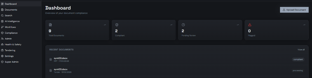 SmartDocs AI Dashboard Mockup